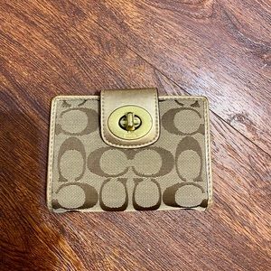 Coach Tan Brown Monogram Bifold Wallet